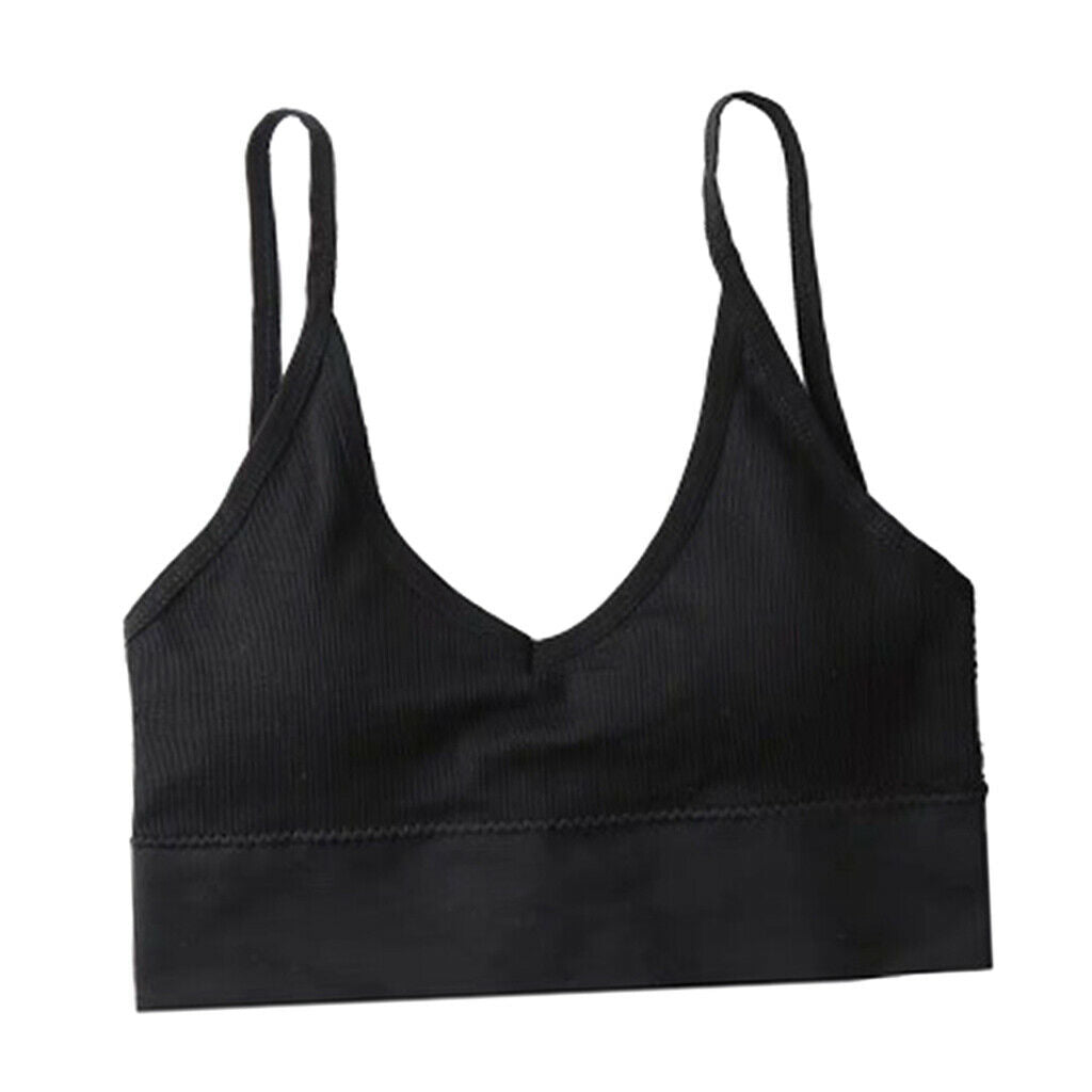 2PCS Women's Bralette Spaghetti Straps Comfort Bra Bustier Crop Top Yoga Bra