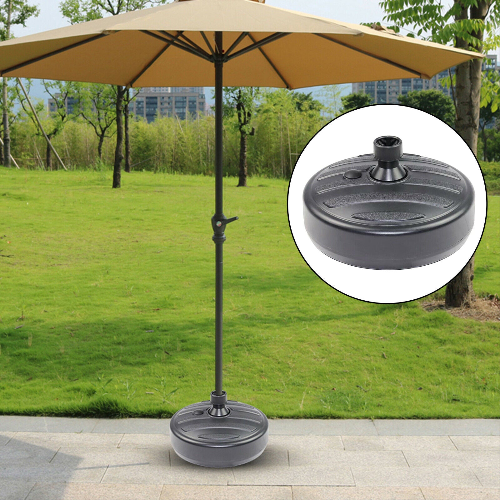 Patio Parasol Umbrella Base Stand Round Sand Water Plastic Garden Outdoor Yard