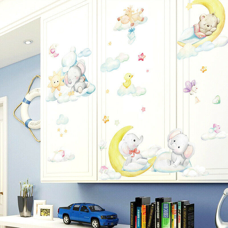 Sleeping Moon Elephant Bear Wall Stickers for Kids rooms bedroom Viny Dec XZBUA