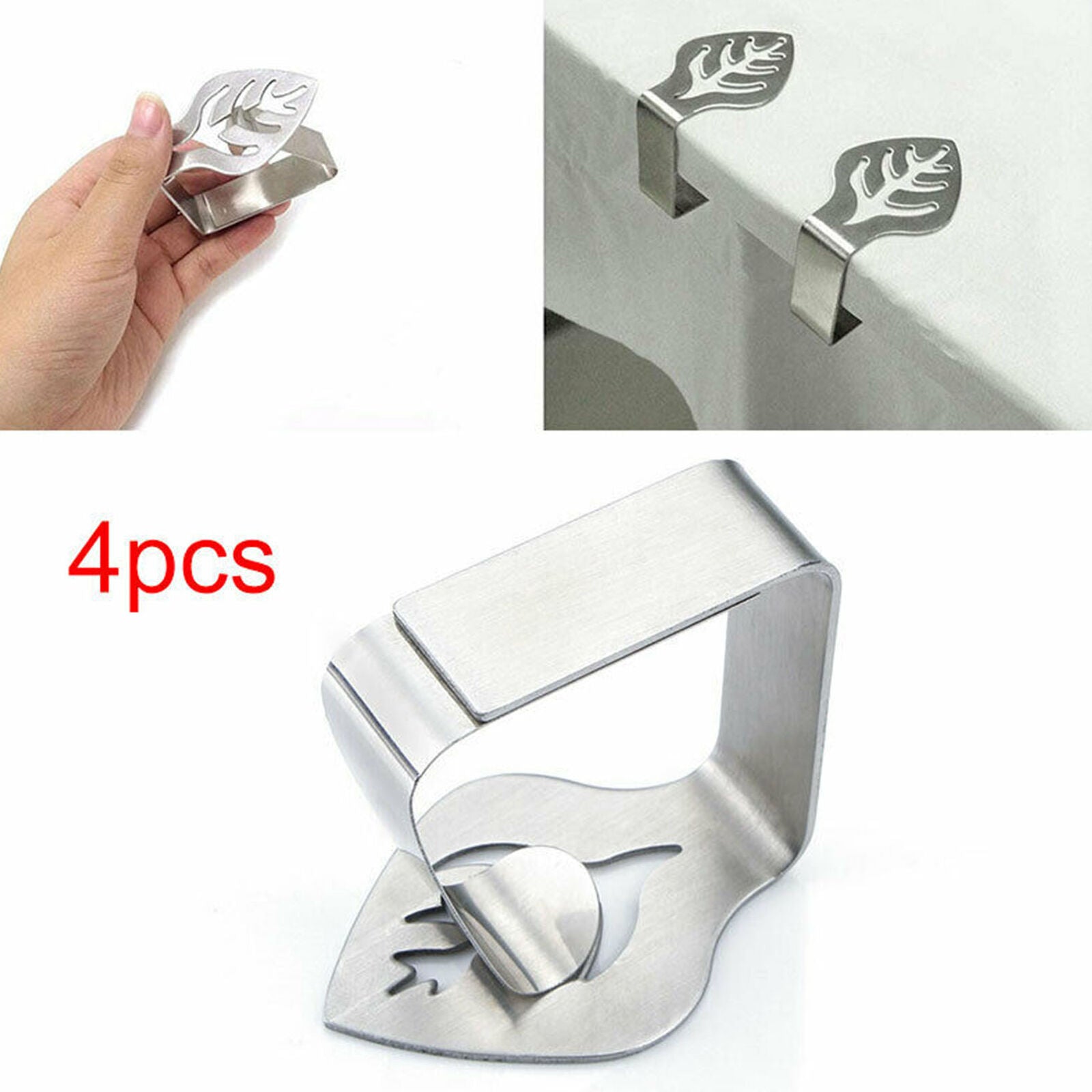 4x Leaf Shaped Table Cloth Clips Stainless Steel Table Cover Pegs Clamp Holder