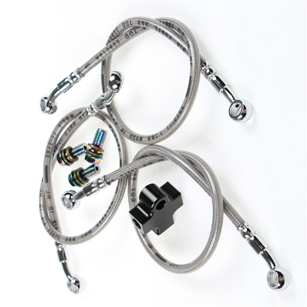 3 Way Tubing Bracket Hydraulic Brake Hose Pipe Tee Connector For Motorcycle ATV