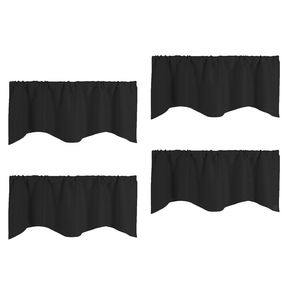 4 Pieces Black Short Curtains Small Window Valances 52x18inch for Kitchen