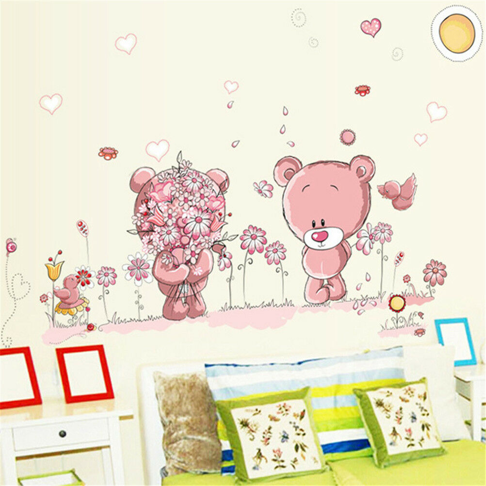 Couple bear wall stickers children room decor baby shower adhesive for k.l8