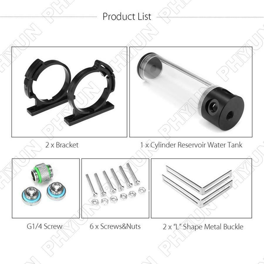 Cylinder Reservoir Water Tank G1/4 50x240mm PC Computer Liquid Cooling Radiator