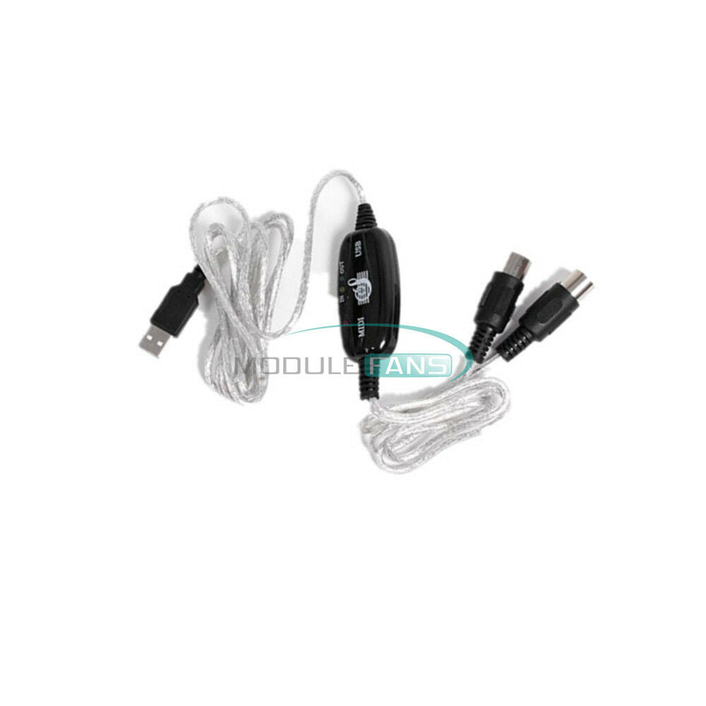 USB IN-OUT Interface Cable Converter PC to Music Keyboard Adapter MIDI Cord MF