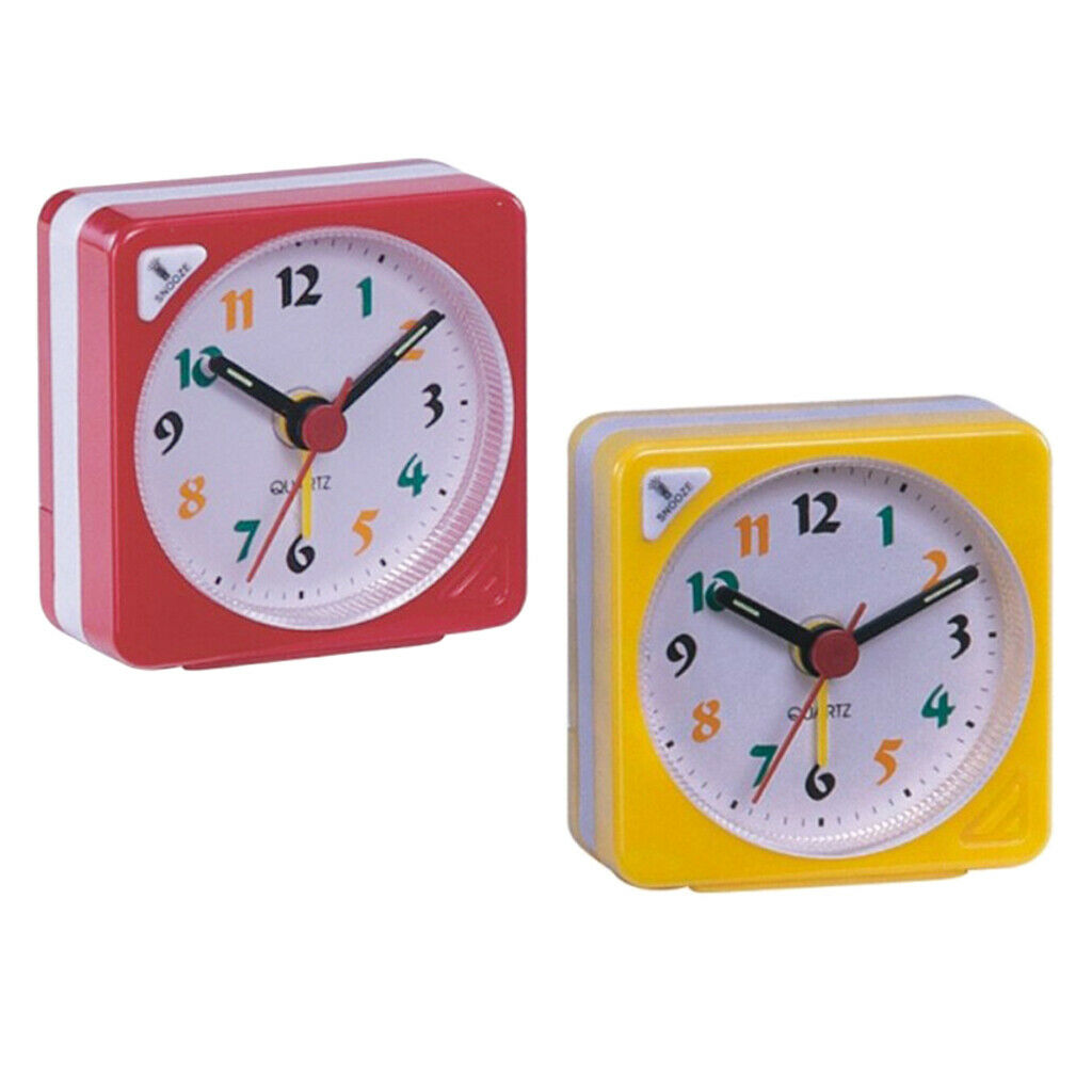2xMini Travel Clock Gradient Sound Desk Alarm Clock Snooze Nightlight