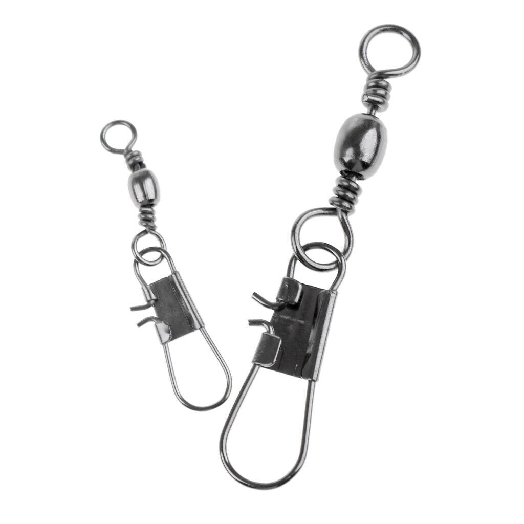 100Pcs Stainless Steel Swivels Interlock Snap Fishing Lure Tackle Connector