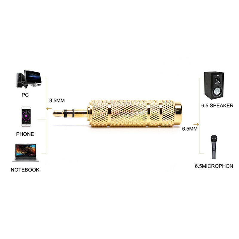 3.5Mm Male To 6.35Mm Female Stereo Audio Plug Headphone Jack Adapter Convert XC