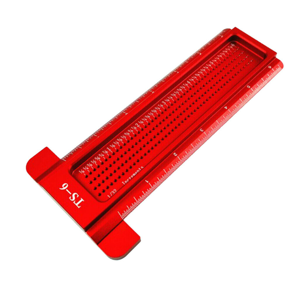 Alloy Steel Woodworking Scriber Ruler T Type Ruler Measuring Scriber Red