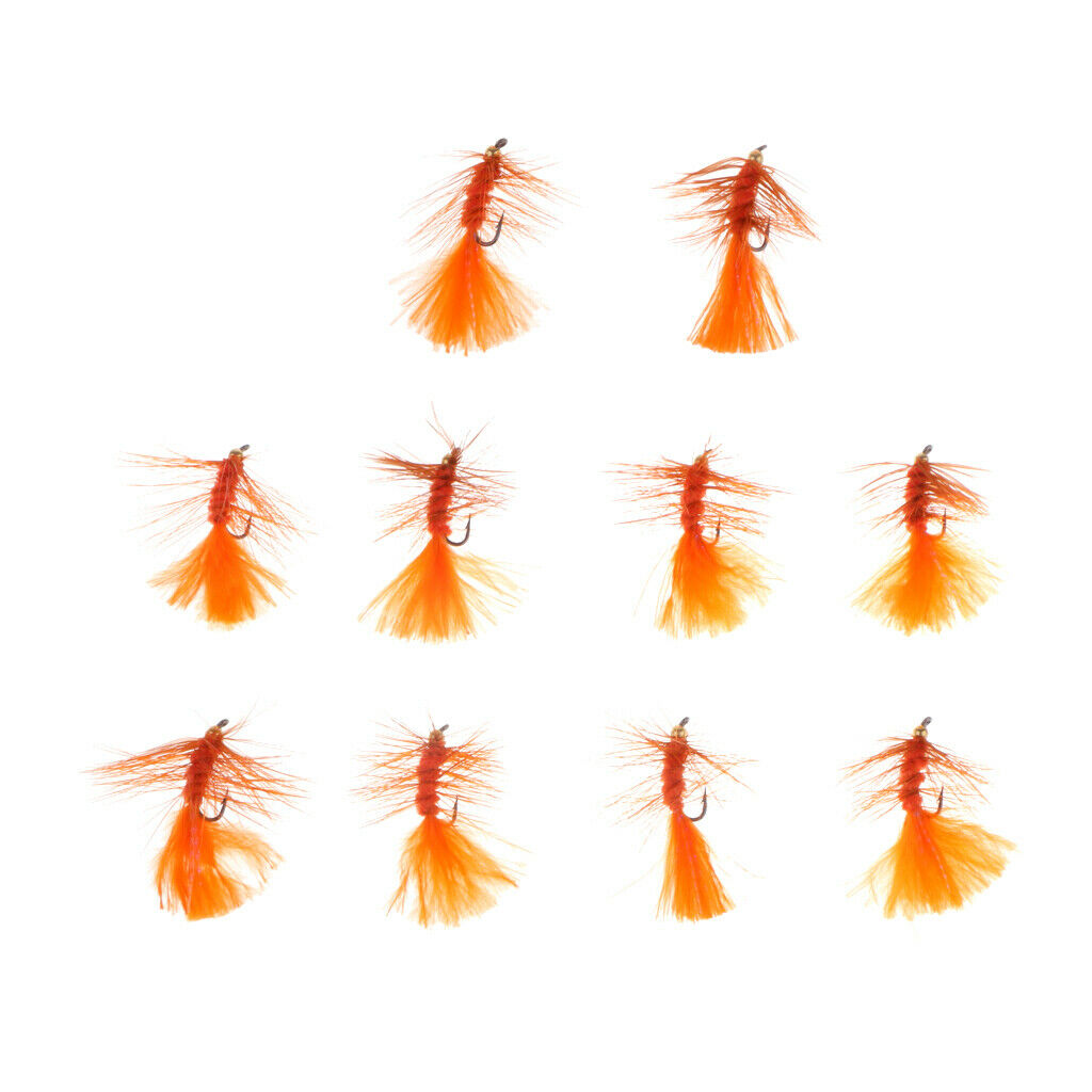 10pcs/lot Simulation Woolly Buggers Orange Sinking Wet Fly Fishing Flies