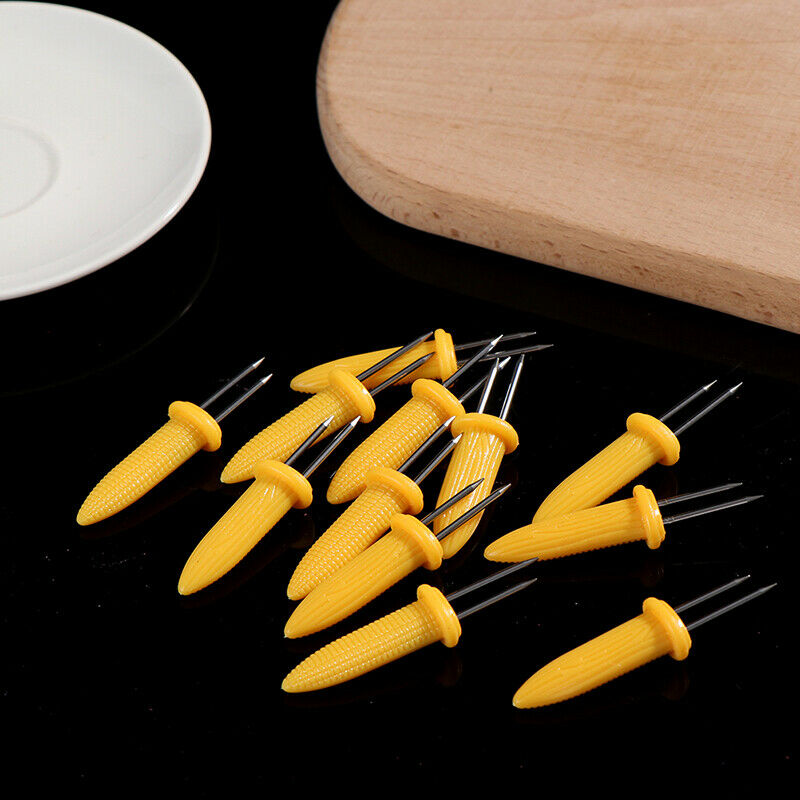 2PCS Corn on The Cob Holders Stainless Steel BBQ Prongs Skewers Forks Grilli Tt