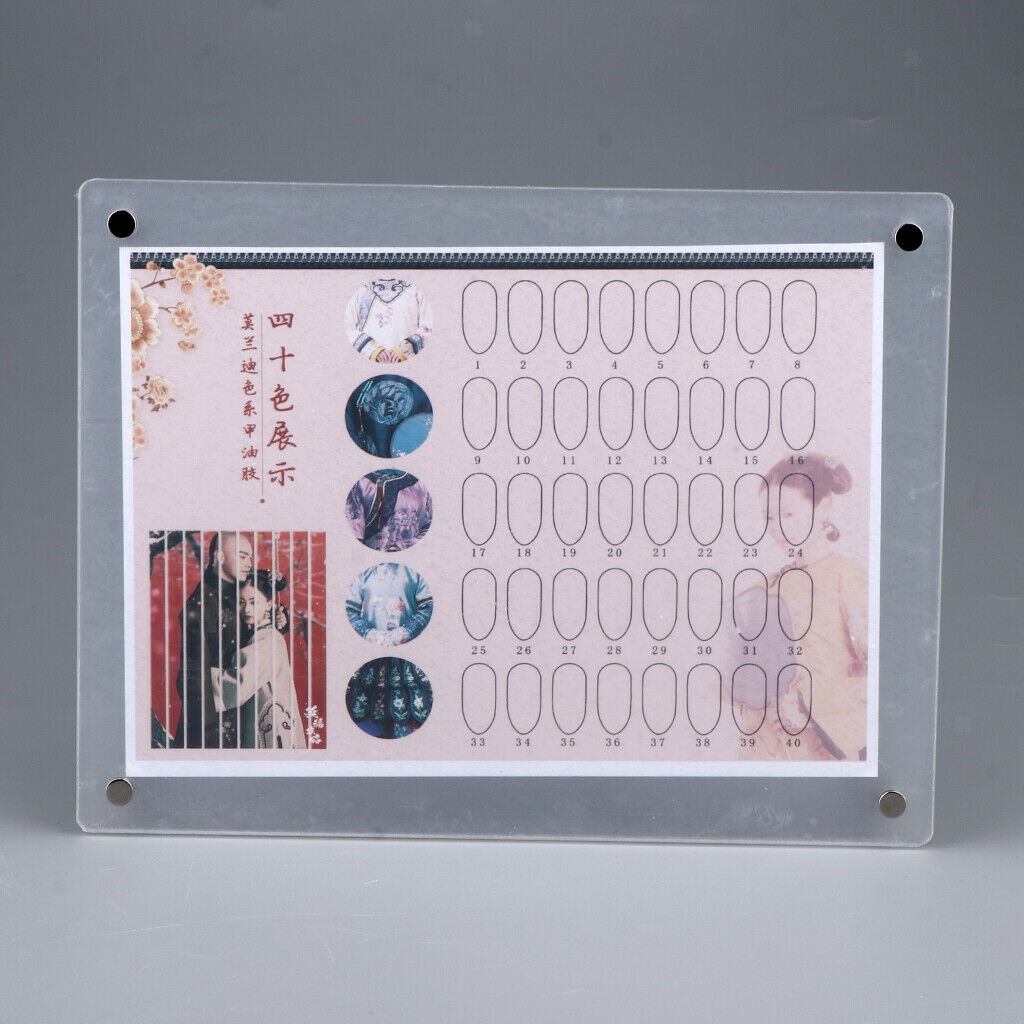 Pro 40 Colors Nail Polish Display Chart Book Color Card Acrylic Stand Board