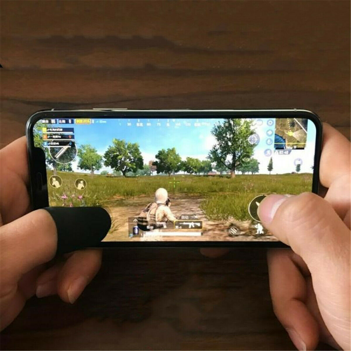 10PCS Mobile Finger Sleeve TouchScreen Game Controller Sweatproof Gloves Black