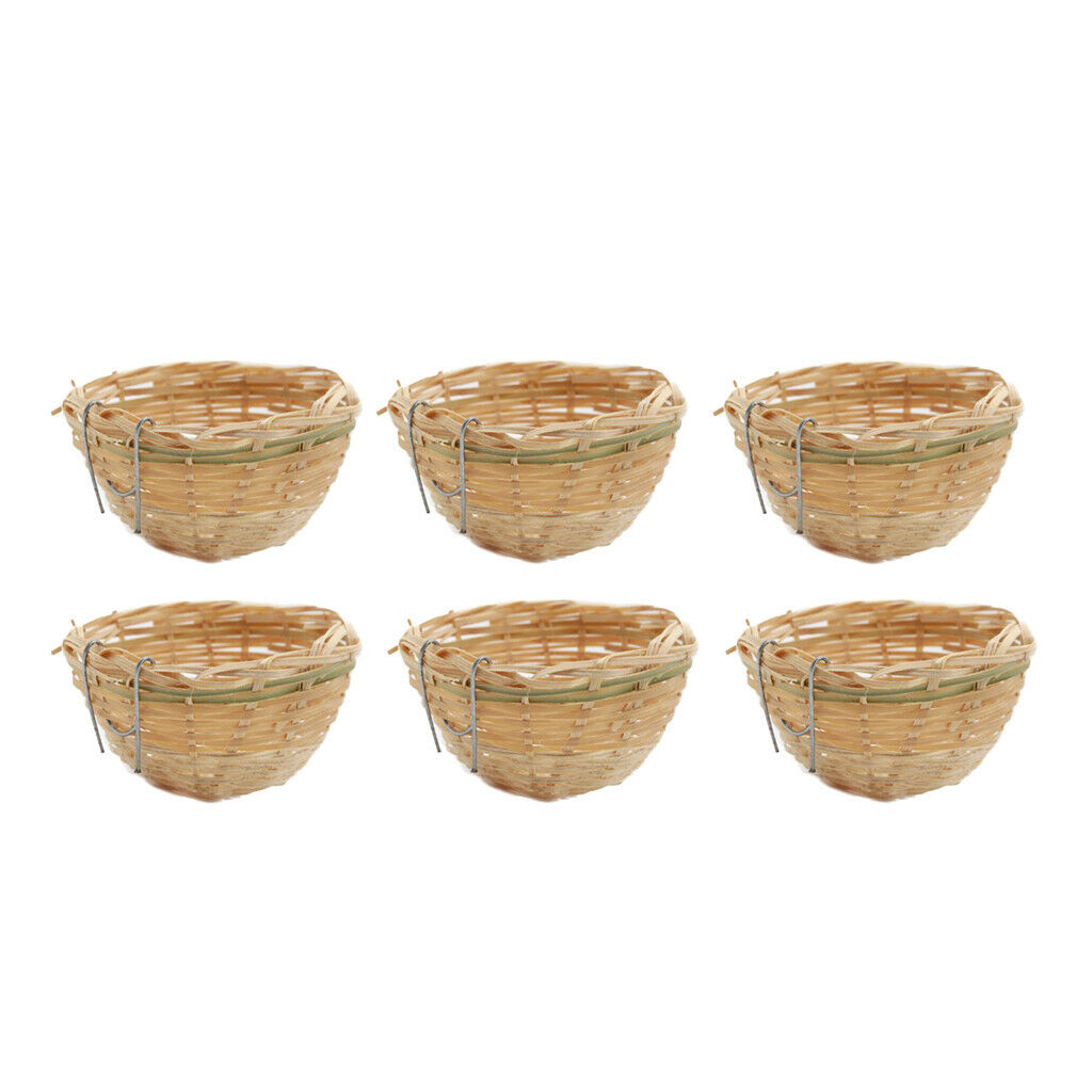 6Pcs Handmade Bamboo Bird Nest Hanging Cage for Finch Lovebird Parakeet