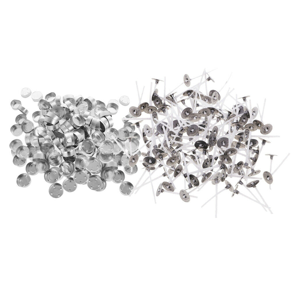 200x Aluminum Foil Tealight Holder Cup Case &200 Candle Wicks for Candle Making