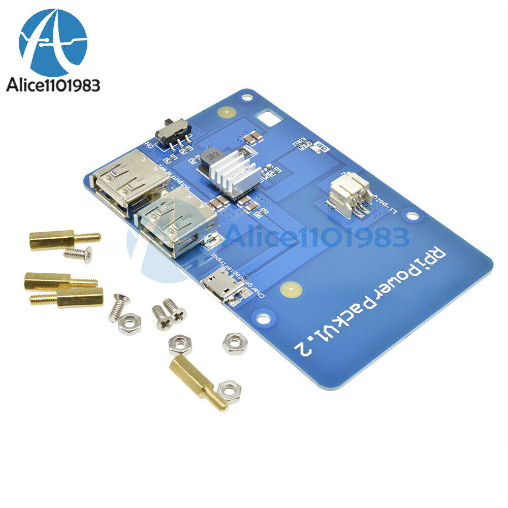 Dual Usb Output Lithium Battery Powerpack Expansion Board for Raspberry Pi3