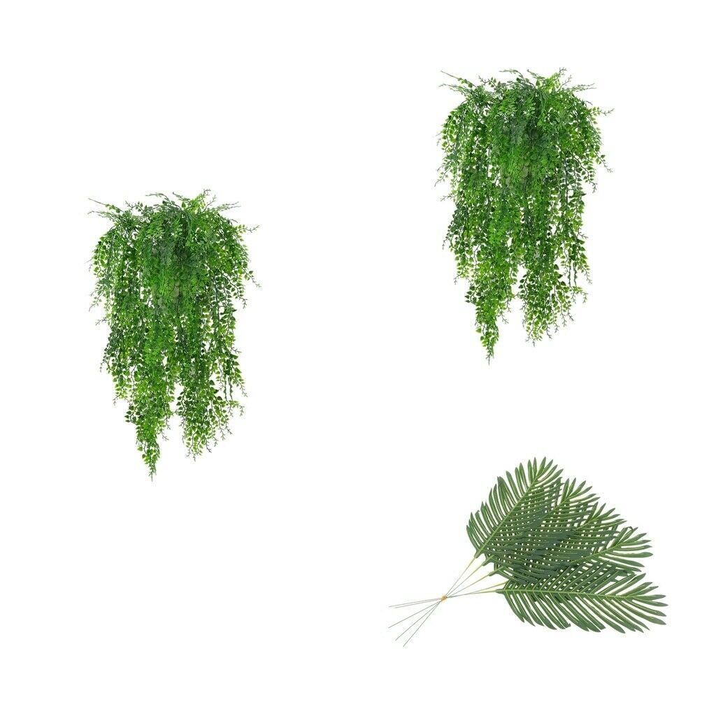 7Pcs Artificial Ivy Vine Plants Outdoor Indoor Hanging Decor + Palm Leaves