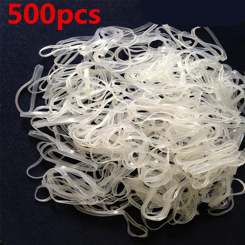 500pcs Transparent Clear Ponytail Elastic Rubber Band Hair Ties Ropes Rings