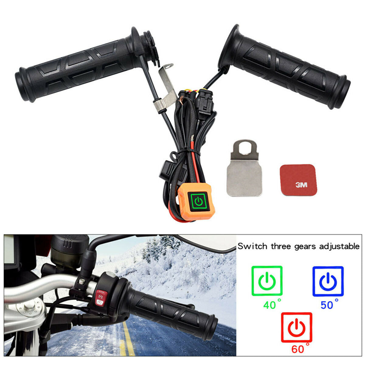 Pair Adjustable Temperature Electric Heat Handlebar Motorcycle  22mm Universal