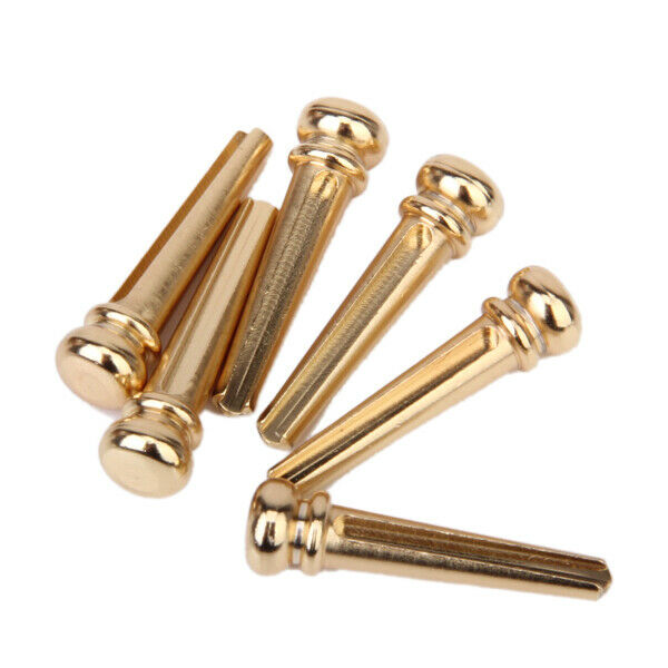 2x 6pcs Brass Bridge Pins for Acoustic Guitar - Golden