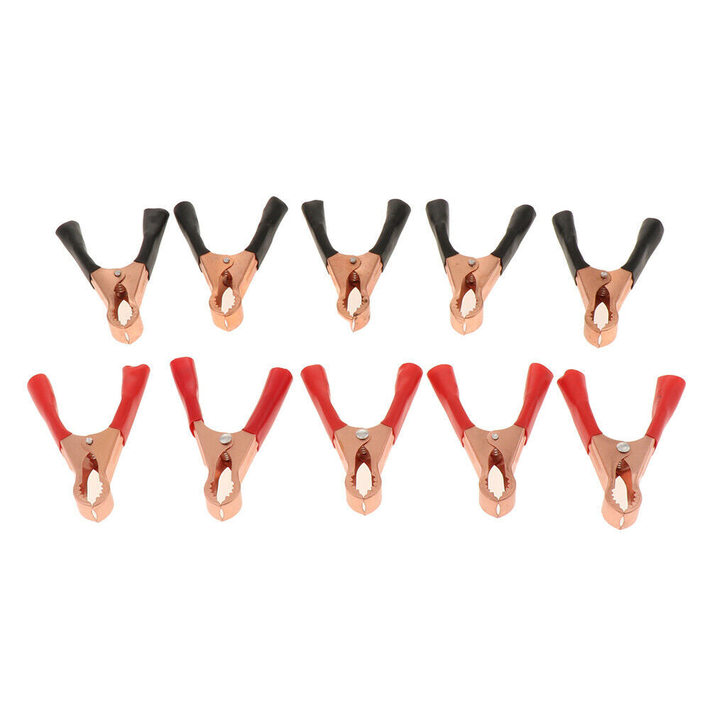 10X Red&Black Car Battery Test Lead Clips Crocodile Alligator Clamps -50A