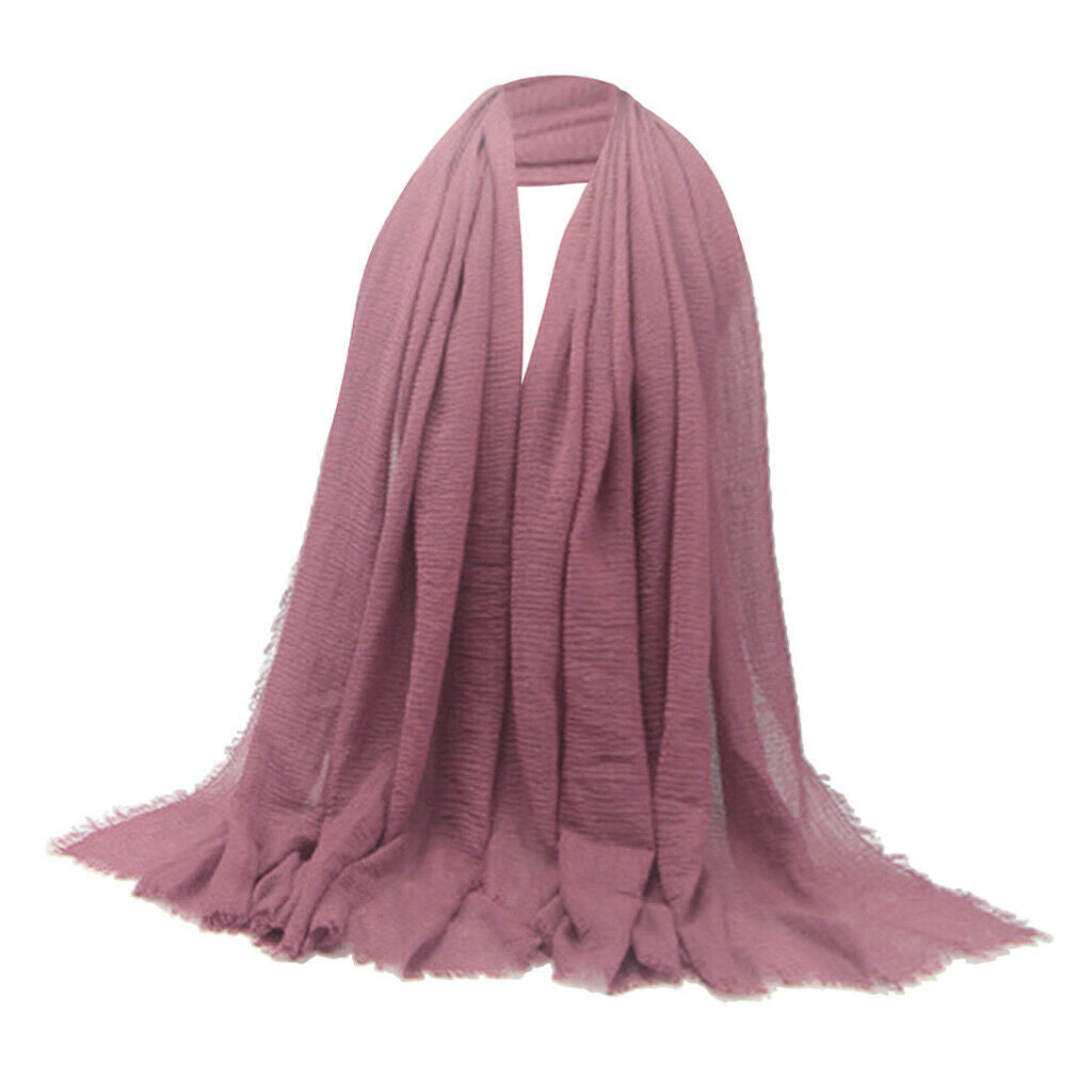 3pcs Long Scarf Plain Pleated Hijab Shawl Jewish Head Scarves Neck Wrap