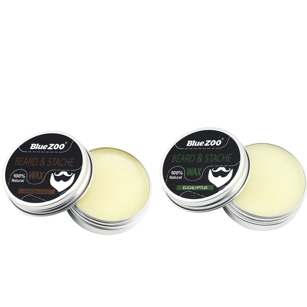 2pcs Natural Beard Balm Moisturizing Wax Men Grooming Sandalwood Eucalyptus