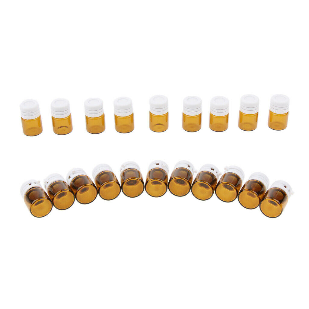 40 PCS Mini Amber Glass Vial Essential Oil Sample Bottles Containter 2ml/1ml
