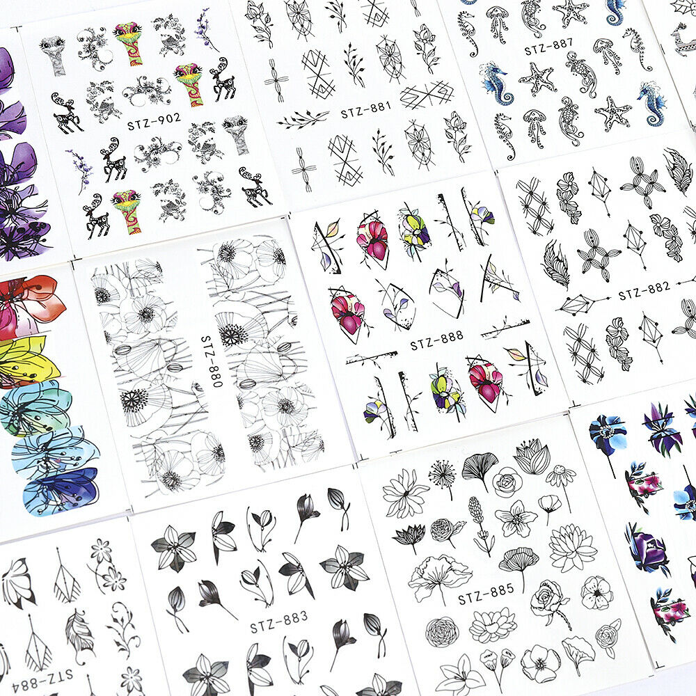 14Sheet Butterfly Nail Stickers Water Transfer Decals Nail Art Decor Tips Art