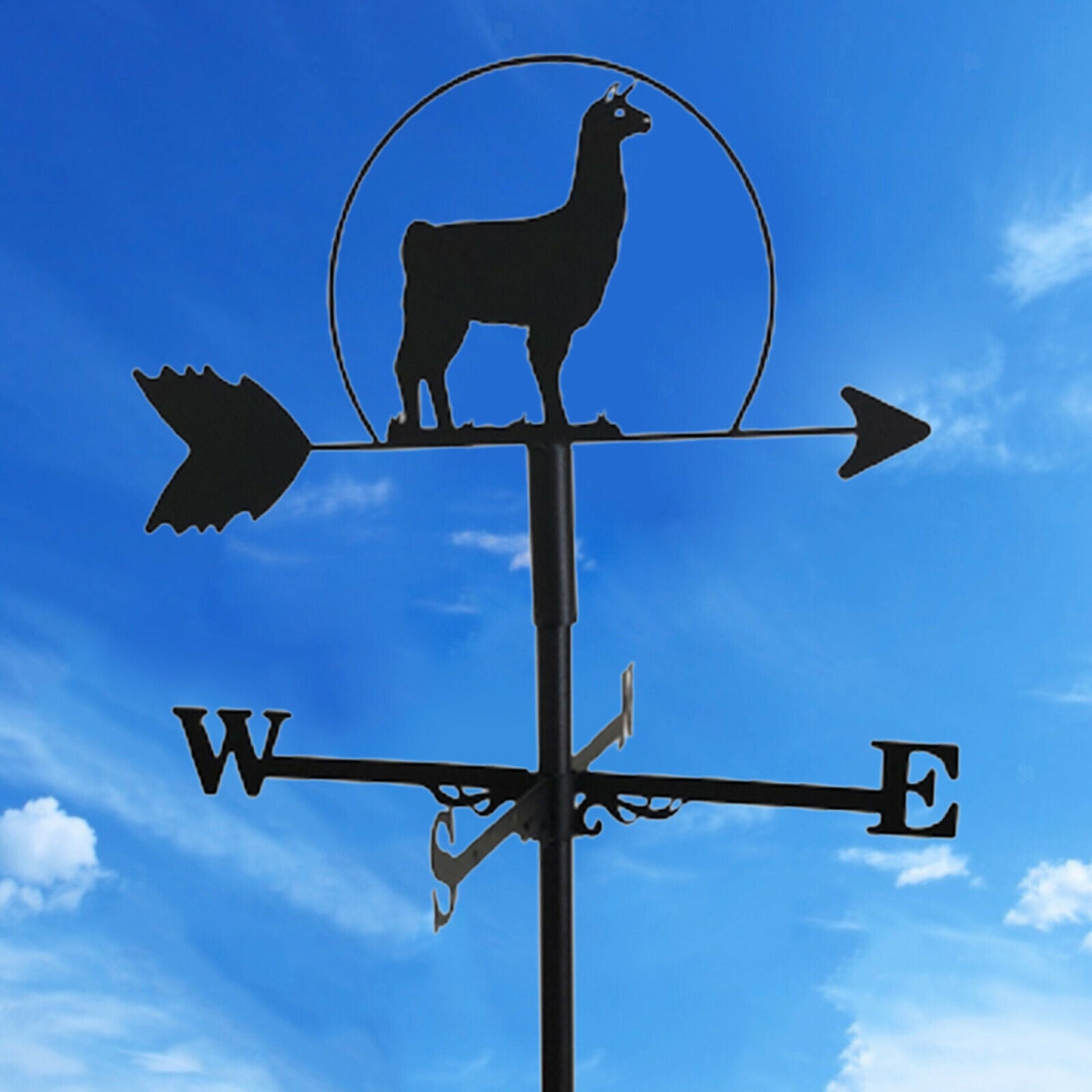 Iron Black Alpaca Style Weathervane Weather Vane Outdoor Scene Ornament 19"