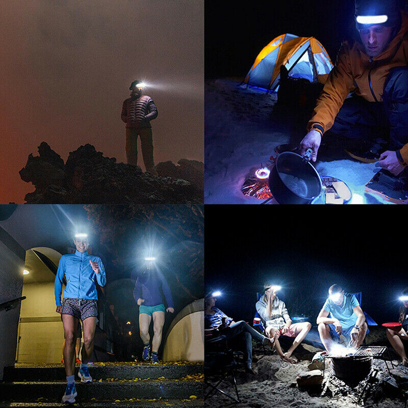 LED Headlamp USB Rechargeable Flashlight Outdoor Portable Work Fishing Headlight