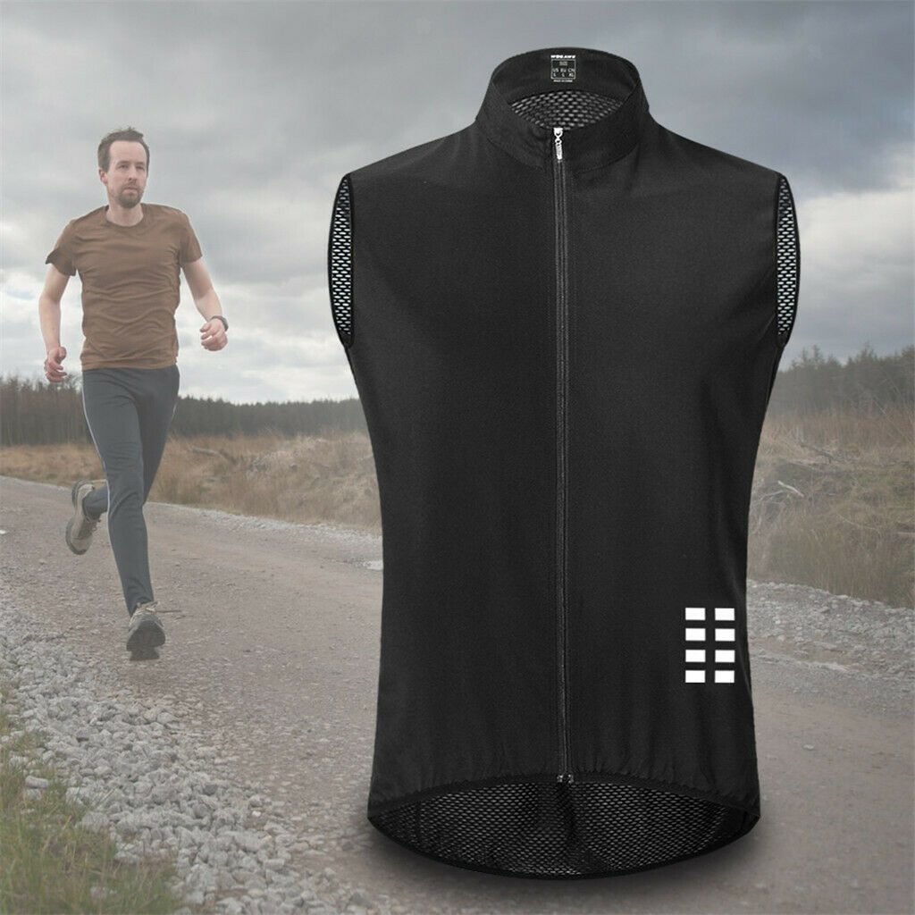Set of 2 Cycling Sleeveless Vest Biking Jacket Reflective XL-Orange+Black