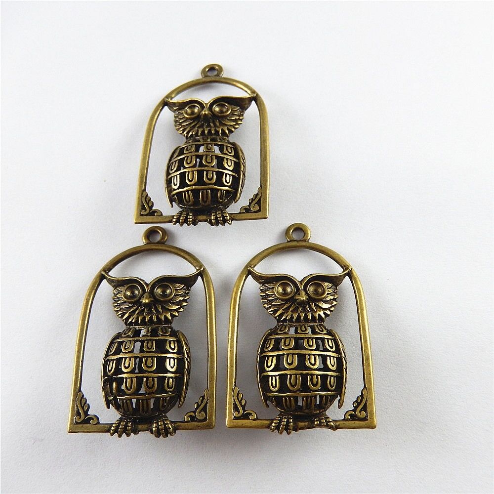 5 pcs Antiqued Bronze Zinc Alloy Cute Owl Charms Necklace Pendant Findings 31243