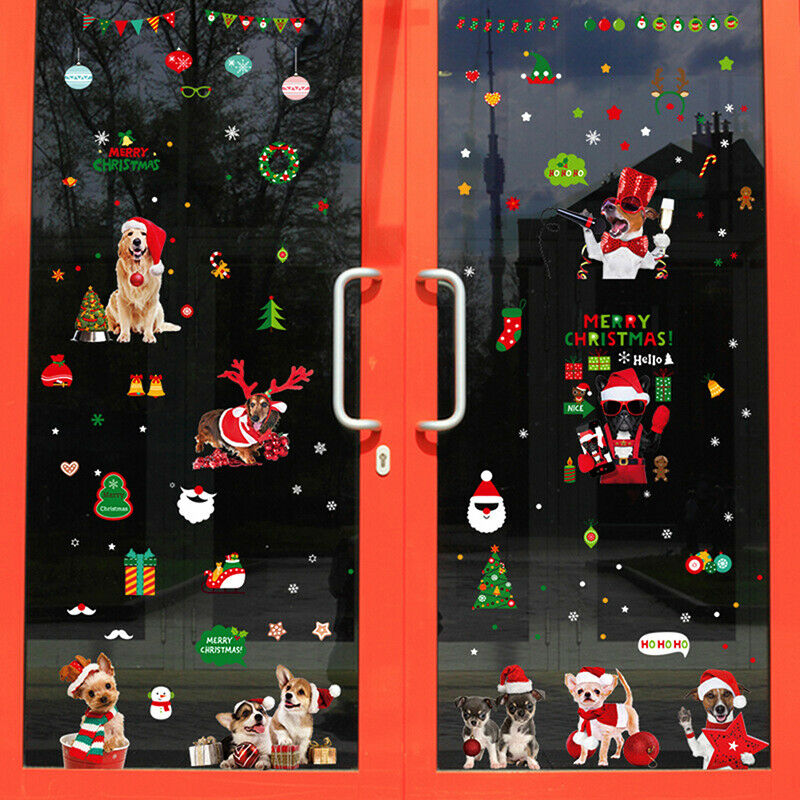 9pcs Christmas Decorations 20x30cm For Wall Glass Stickers New Year Home DecBDA