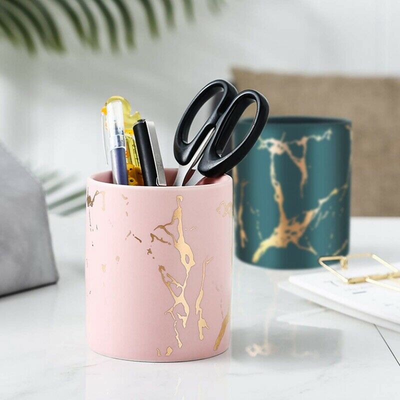 Pen Holder, Stand for Desk Marble Pattern Pencil Cup for Girls Kids Durable CeF1