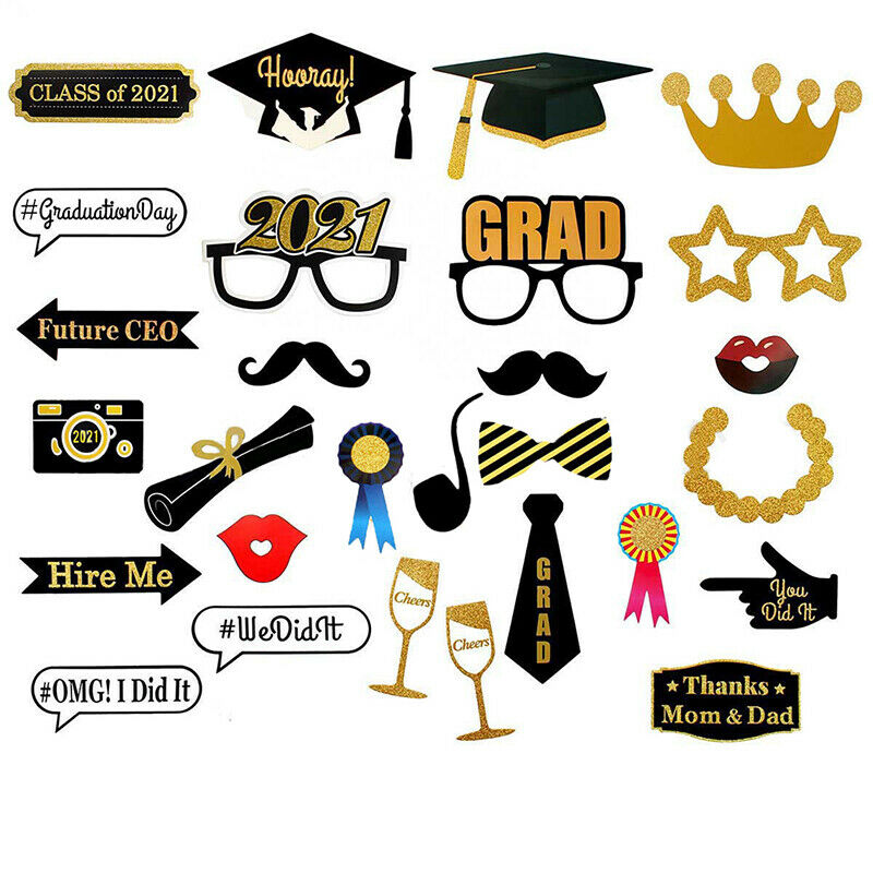 Graduation Photo Booth Props Graduation 2021 Party Decorations Congrats GradBDA