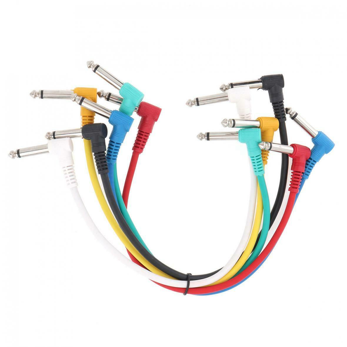 6pcs Colorful Audio Cable Angled Plug Leads Patch Lines for Guitar Pedal Effect