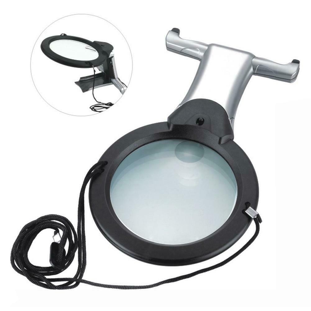 2 LED Loupe Lighted Reading Magnifier Neck Wear Sewing Magnifying Glass