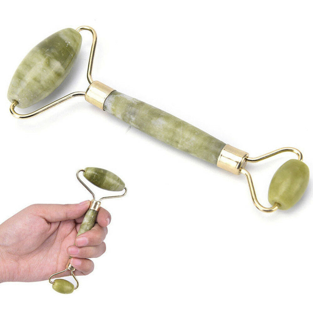Natural Guasha Facial Jade Roller Face Thin+Body Gua Sha Board Massager Tool ~