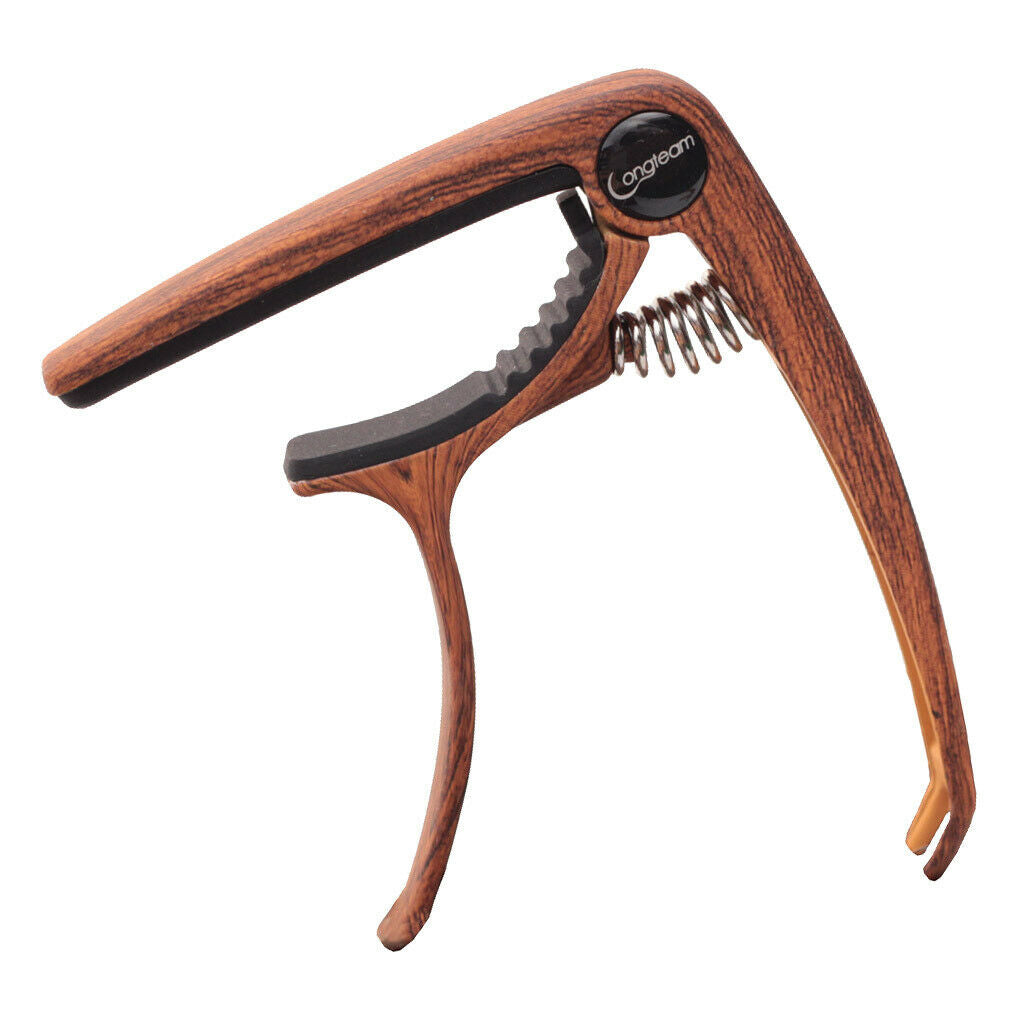 Wood Grain Guitar Capo Tuner   Quick Change Key Clamp Dark