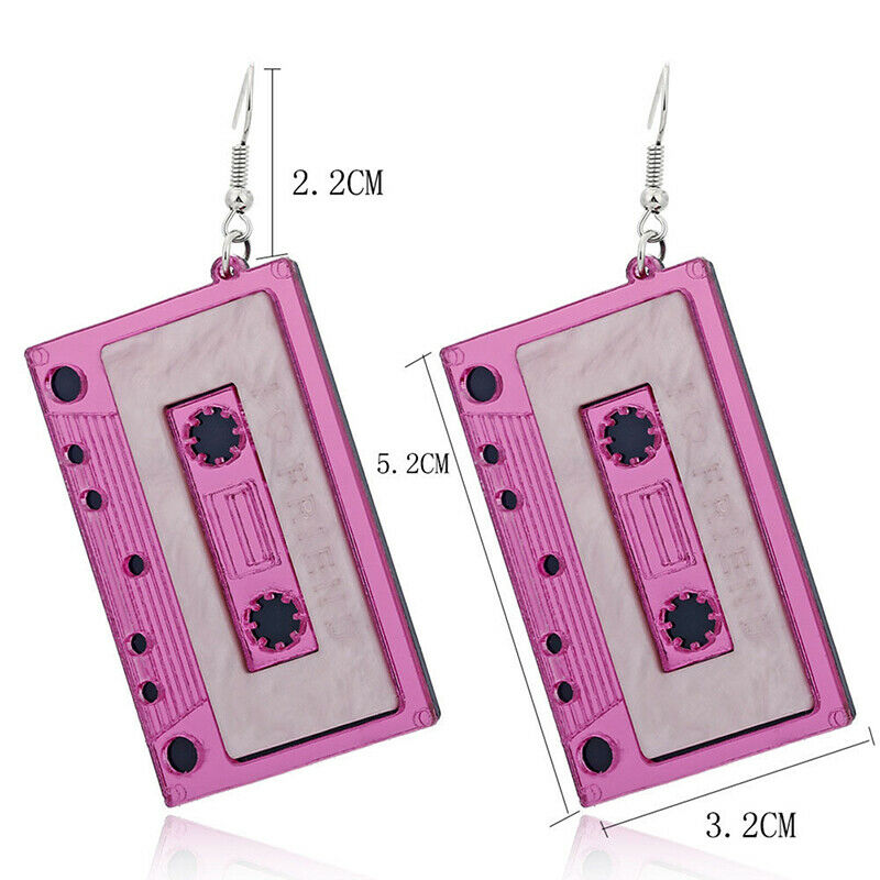 3 Pairs 80s Cassette Tape Earrings Retro Tape Dangle Earrings Funny Earrings Ad