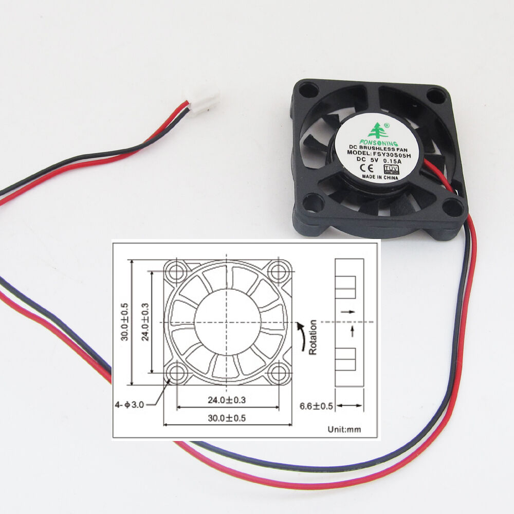 10pcs Brushless DC Cooling Fan 30x30x6mm 30mm 3006 5V 0.15A 2pin Connector