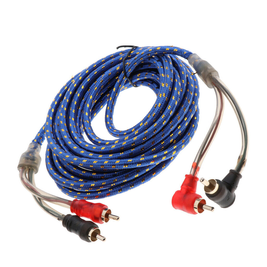 Auto 5Meter 2RCA Male to 2RCA Male Stereo Audio Power Speaker Cable Knit