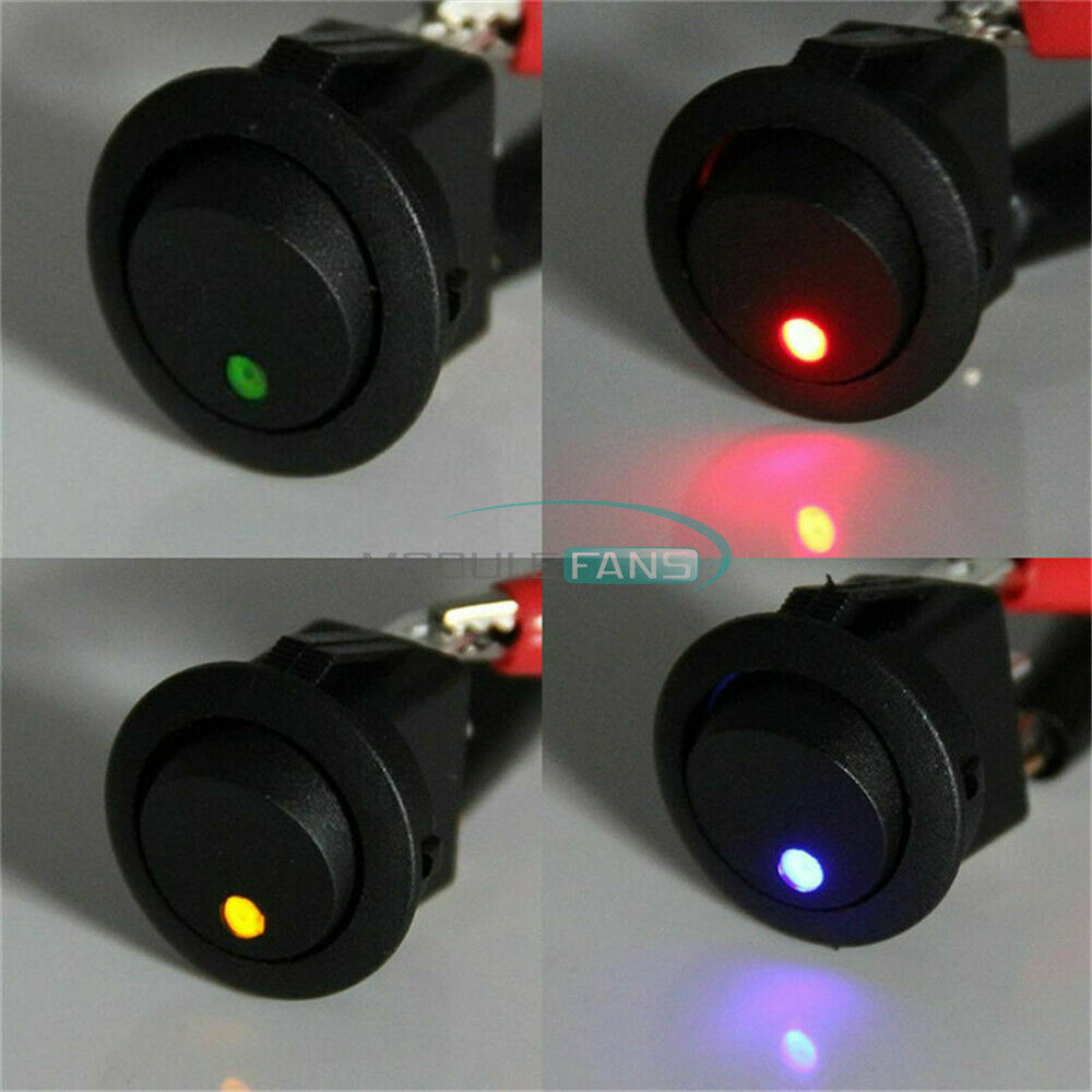 20PCS 12V 3Pin 4 Colors Rocker Car Boat Dot LED Light Switch ON/OFF