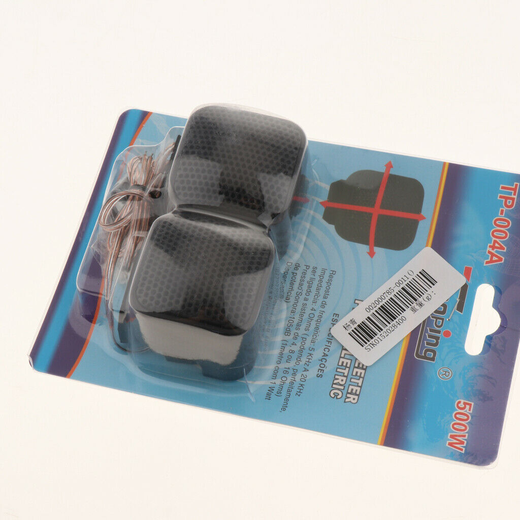 2 Pack Car Silk Square Tweeter 500W Audio Loud Speaker for Car Stereo