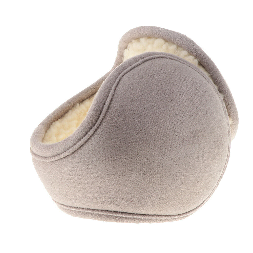 Unisex Plush Foldable Winter Muffs Warmers Headband Sherpa Ear Covers Light Gray