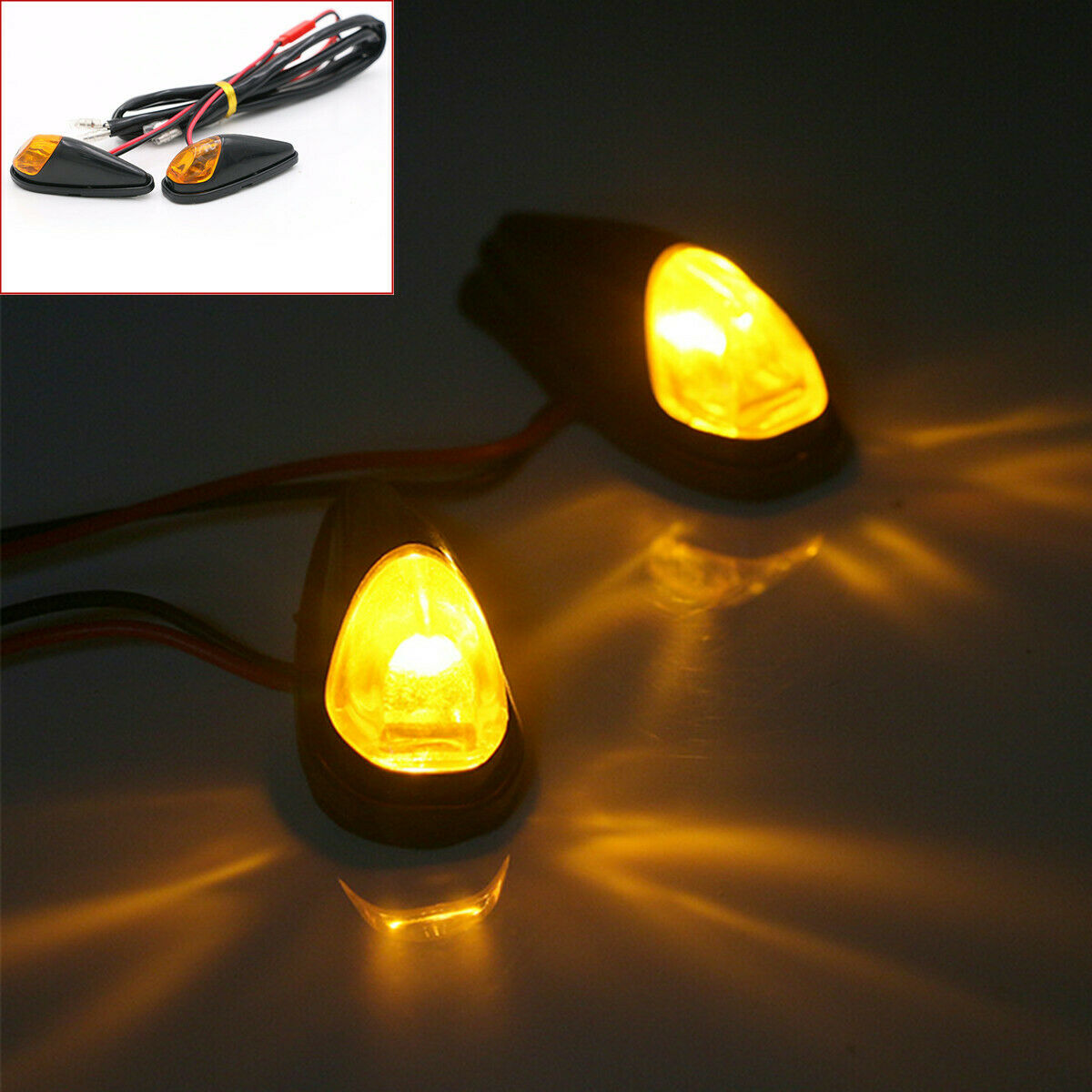 2x Motorcycle Turn Signal Indicator Light Amber LED Lamp Scooter Bobber Chopper