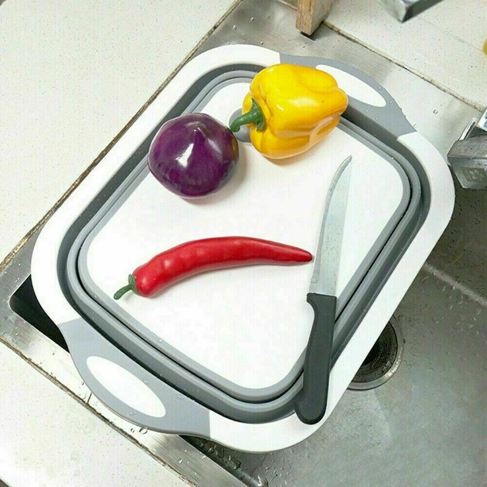 Folding Chopping Cutting Board Drain Vegetable Basket Multi-Function 2 In 1 NR9