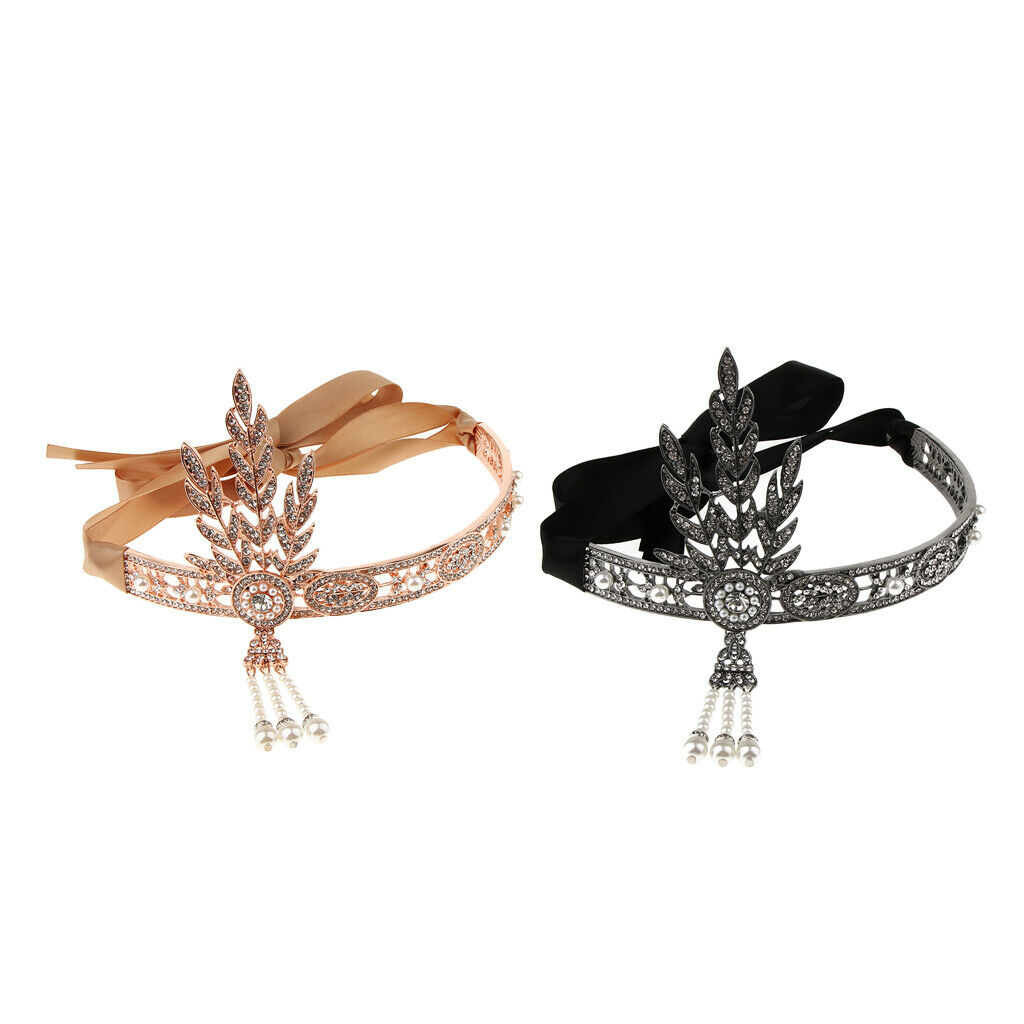 2Pcs 1920s Flapper Headband Great  Headpiece Retro Hair Accessories