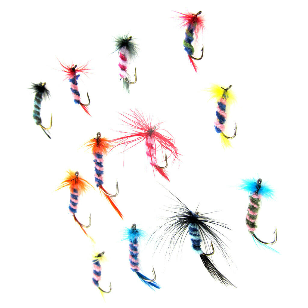 12 Pcs Fly Fishing Flies Set Artificial Insects Wet Spiders Flies